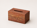 Red Travertine Tissue Box Cover – Natural Stone Bathroom Decor