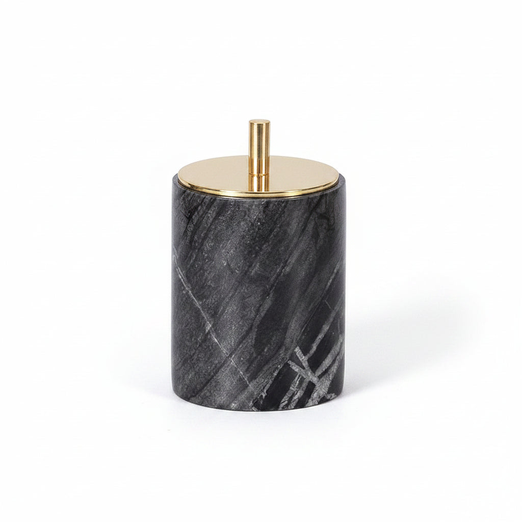 Ancient Wood Grain Natural Marble Cotton Swab Holder
