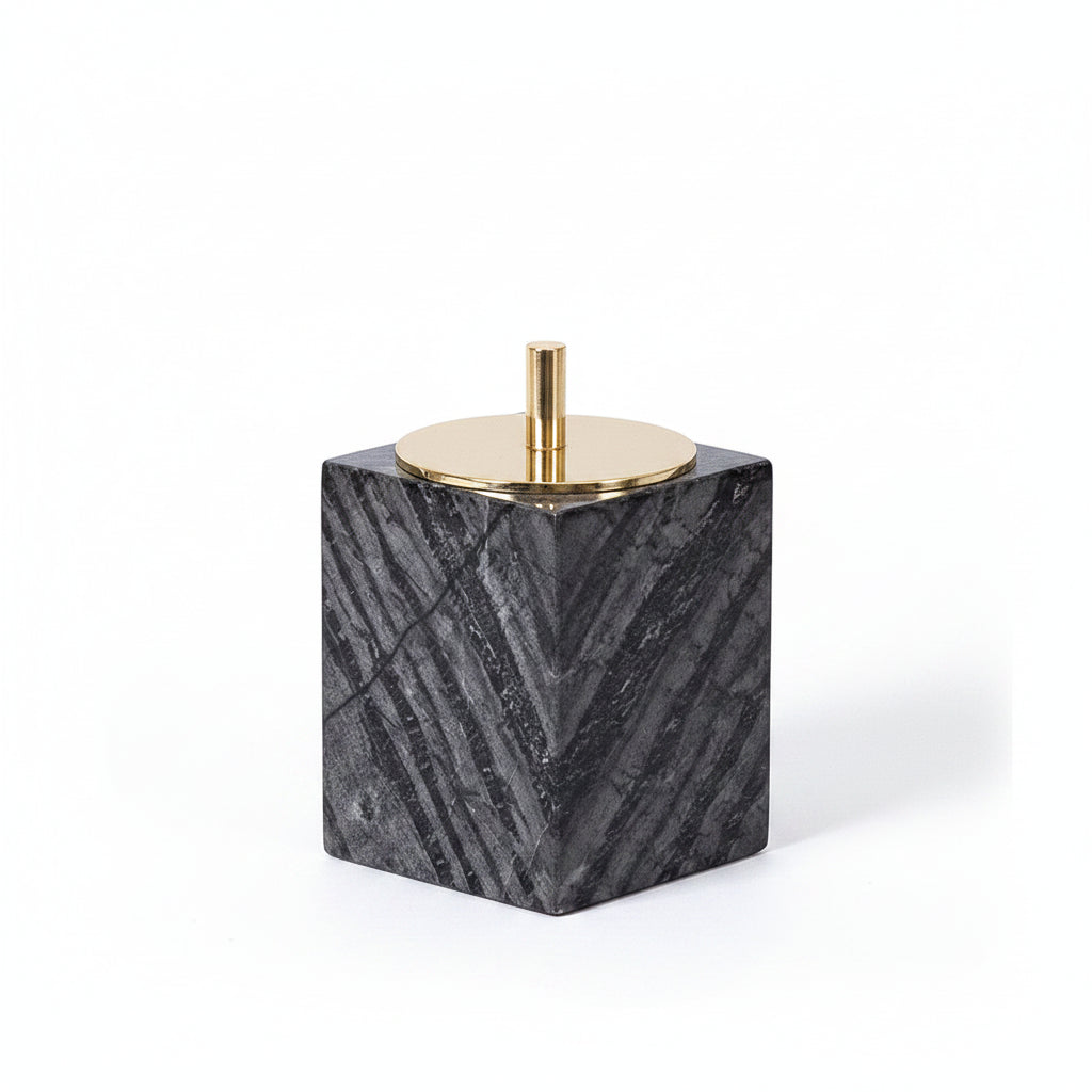Ancient Wood Grain Natural Marble Cotton Swab Holder