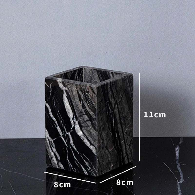 Ancient Wood Grain Natural Marble Toothbrush Holder