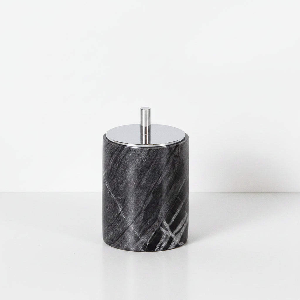 Ancient Wood Grain Natural Marble Cotton Swab Holder