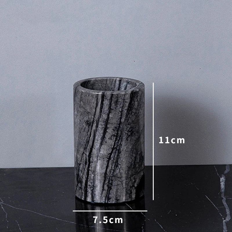 Ancient Wood Grain Natural Marble Toothbrush Holder