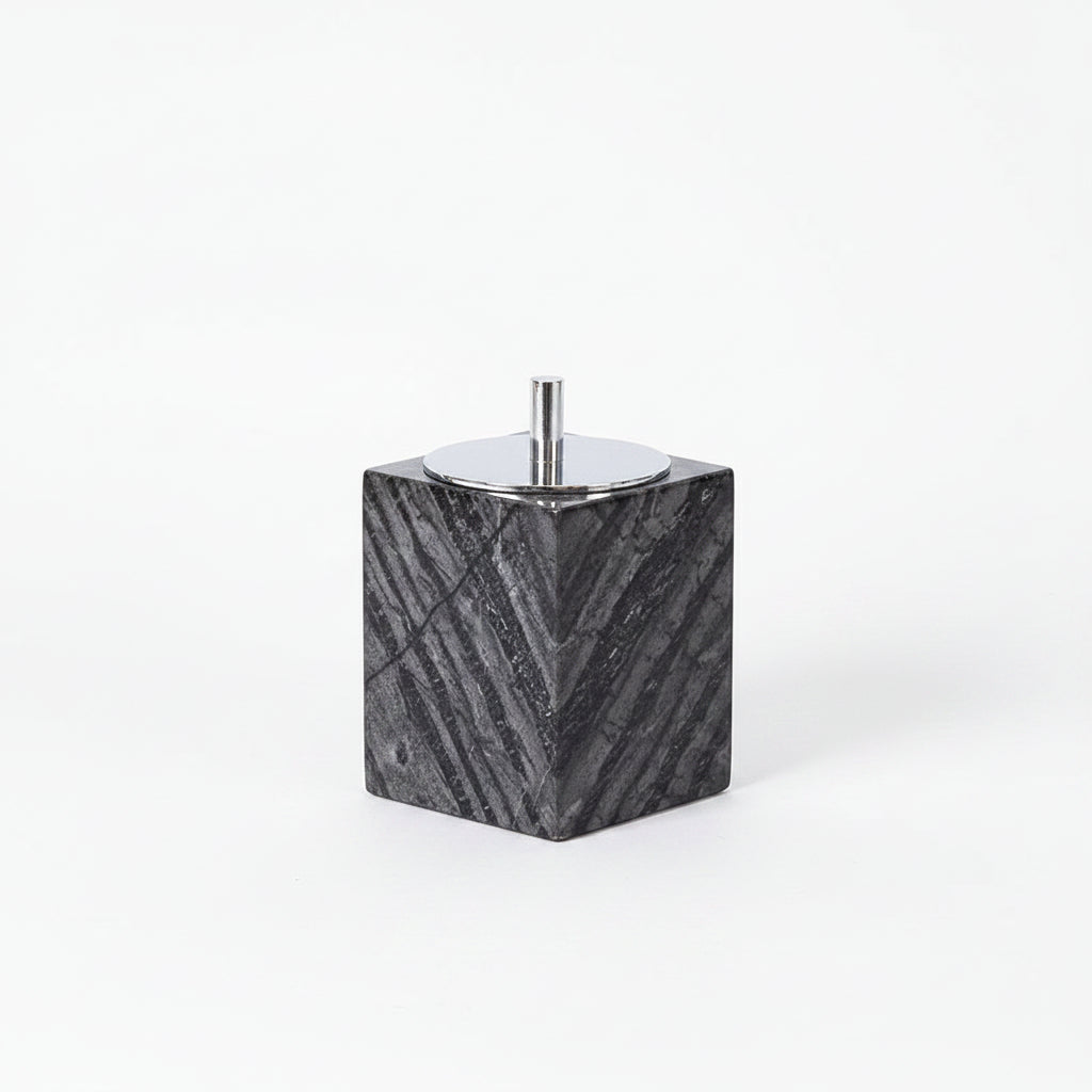 Ancient Wood Grain Natural Marble Cotton Swab Holder