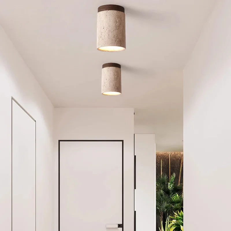 Lámpara de Techo de Travertino Natural | Diseño Moderno y Minimalista para Interior