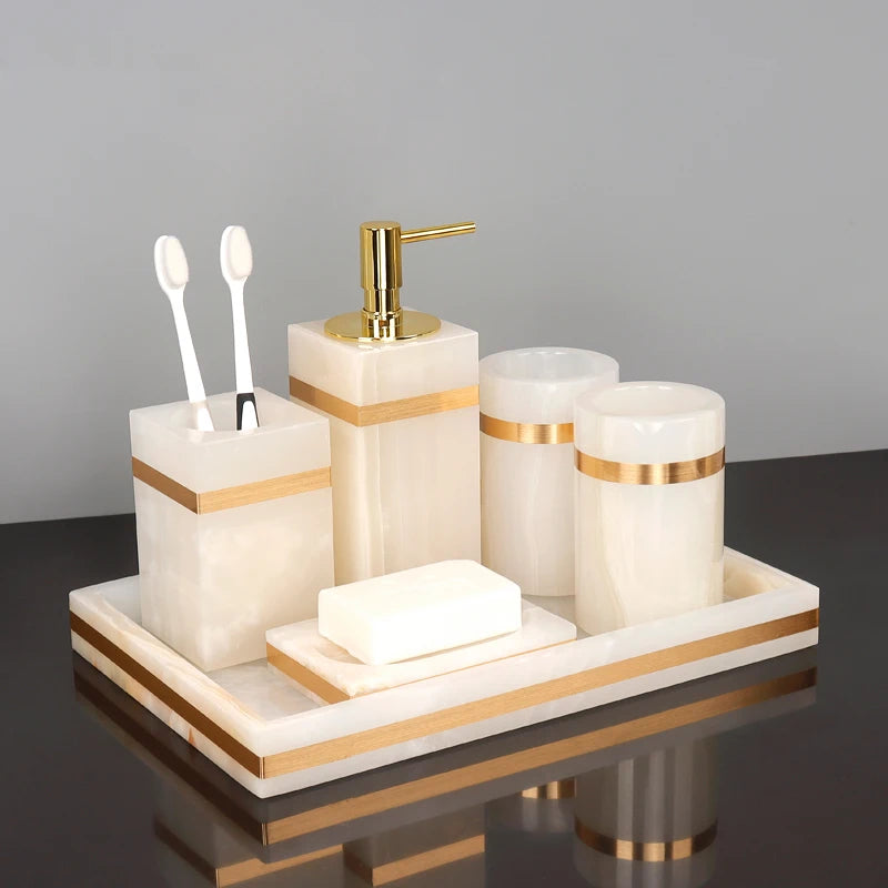 White Onyx Marble Soap Dispenser