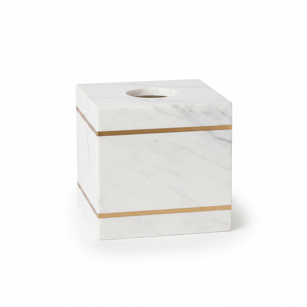 Volakas White Marble Tissue Box Covers