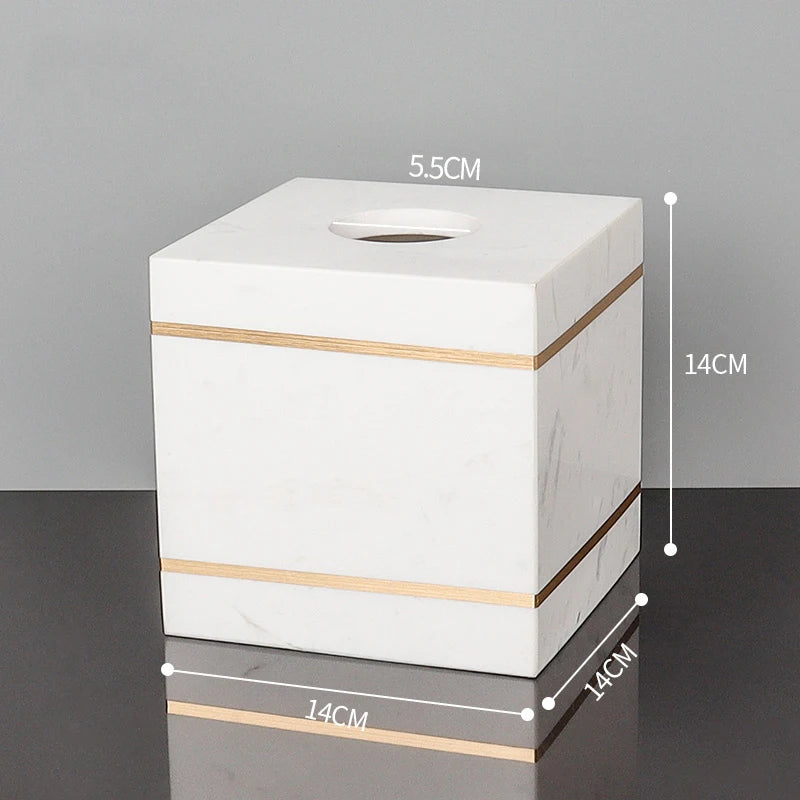 Volakas White Marble Tissue Box Covers