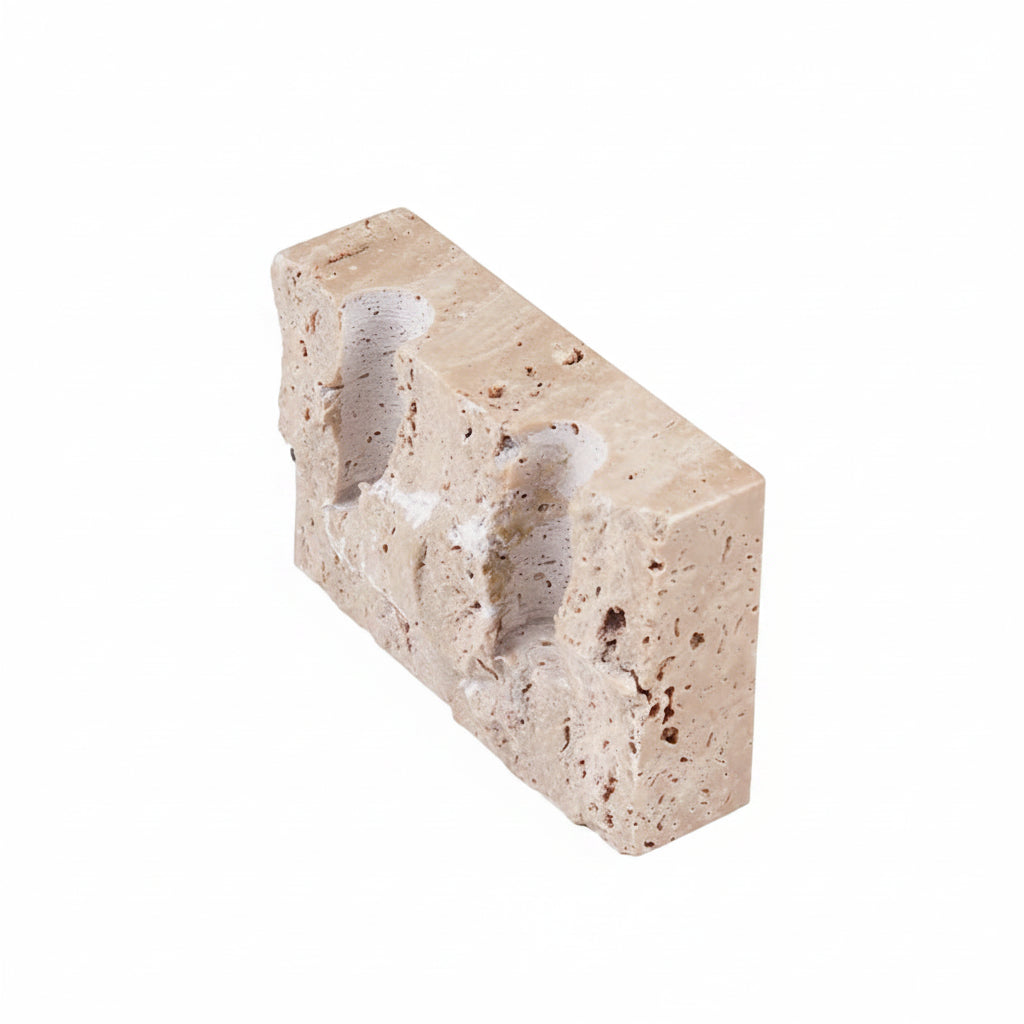 Natural Travertine Candle Holder – Wabi-Sabi Stone Decor