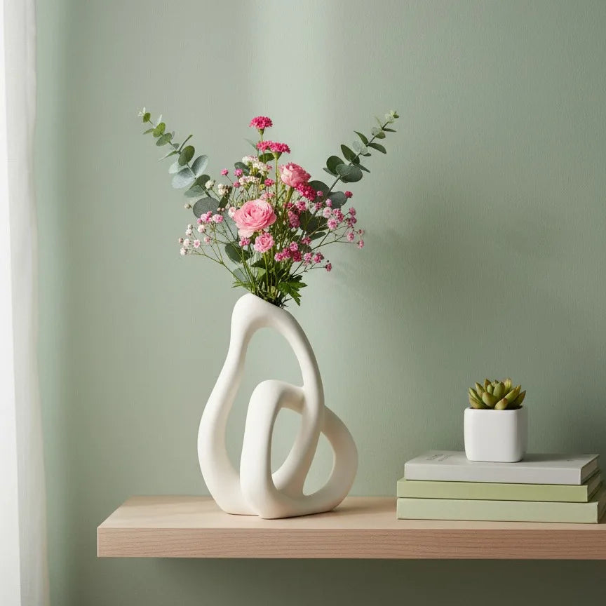 Nordic Sculptural Ceramic Vase – Irregular Modern Decor