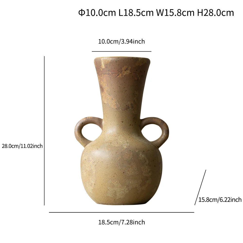 Rustic Wabi-Sabi Ceramic Vase – Textured Vintage Home Decor