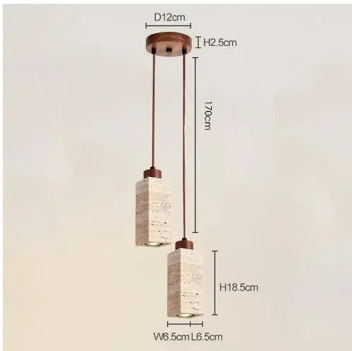 Natural Travertine & Wood Pendant Light