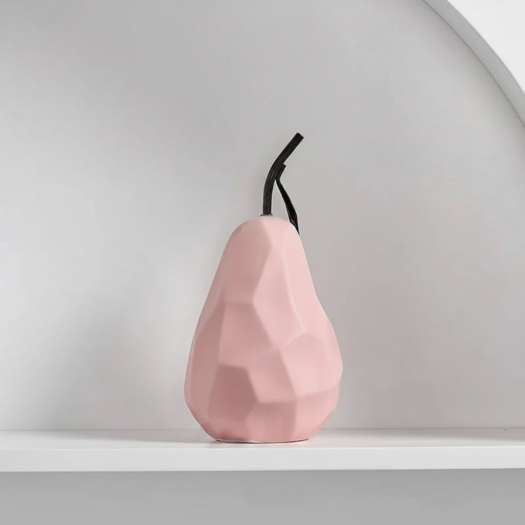 Geometric Ceramic Apple & Pear Sculptures | Modern Decorative Accent