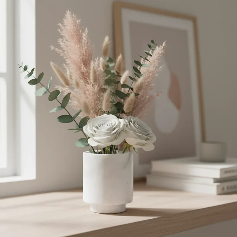 Natural Ivory Marble Vase – Cylindrical Modern Decor
