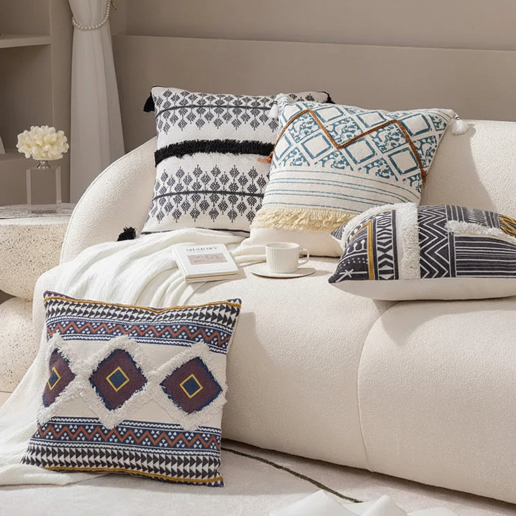 Tufted Geometric Cushion Cover – Modern Decorative Pillow