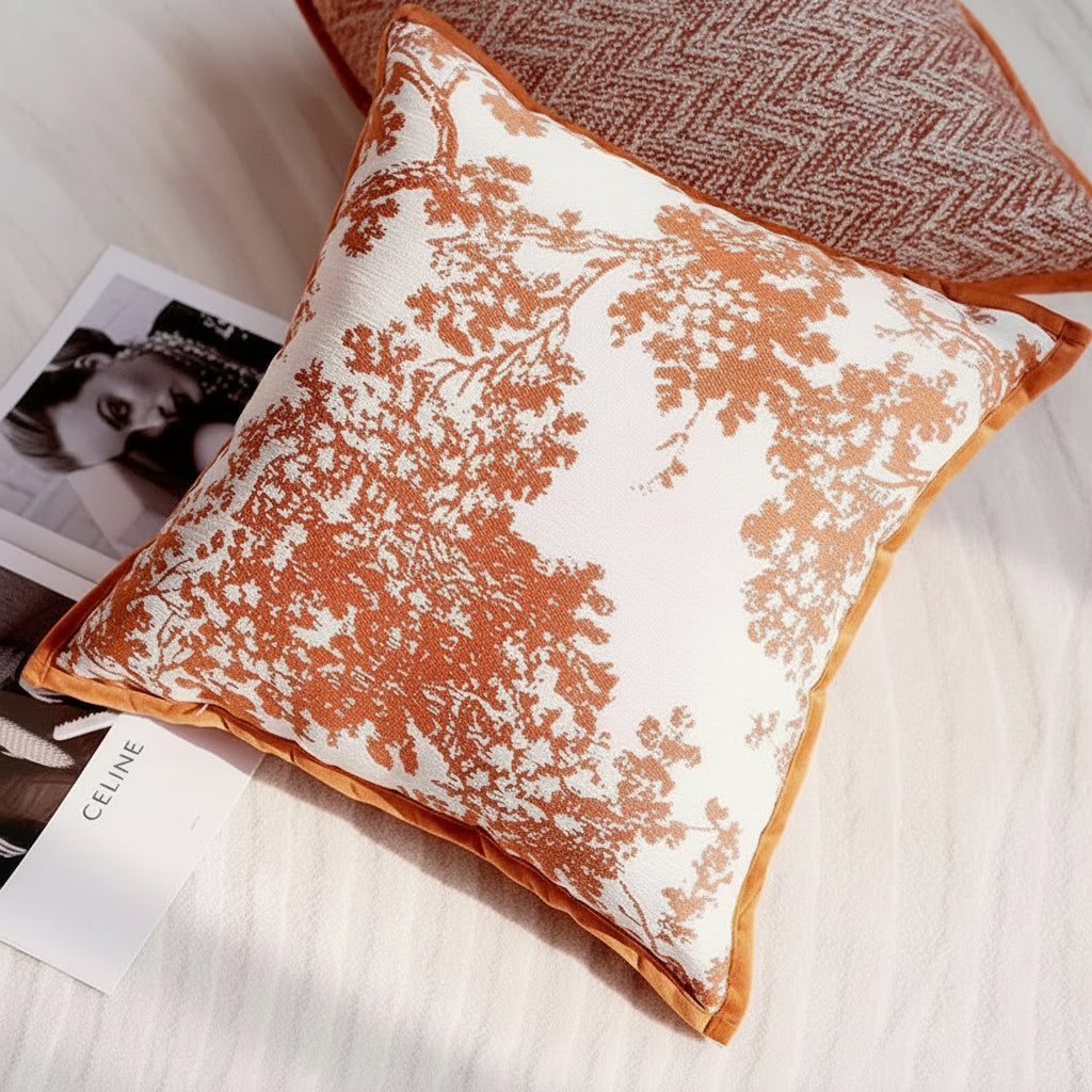Embroidered Jacquard Cushion Cover – Modern Geometric Design