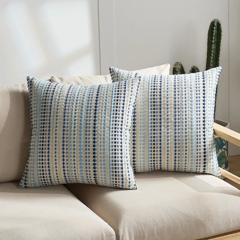 Textured Jacquard Dot Cushion Cover – Boho Geometric Pillowcase
