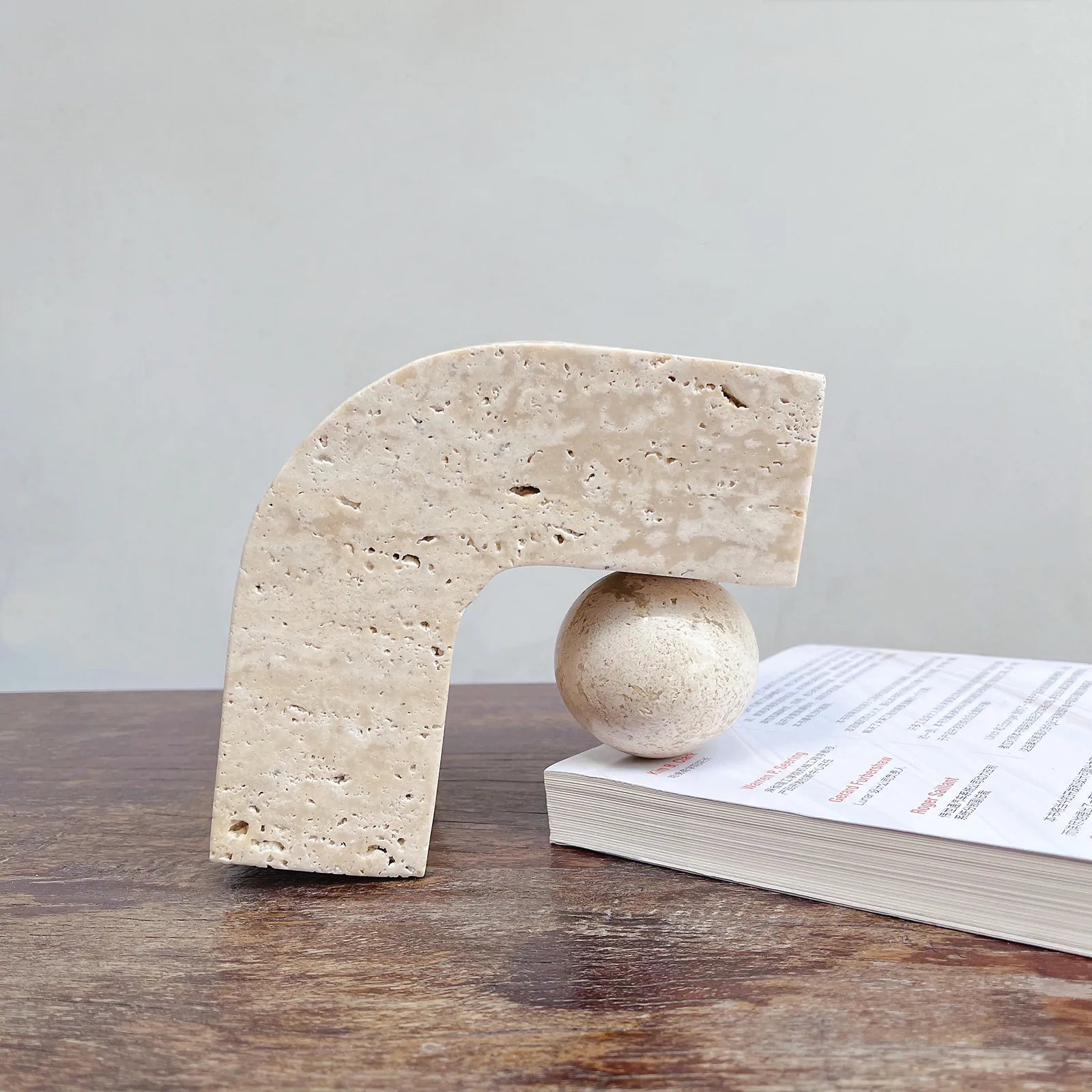 Light Yellow Travertine Sculptural Decorative Object