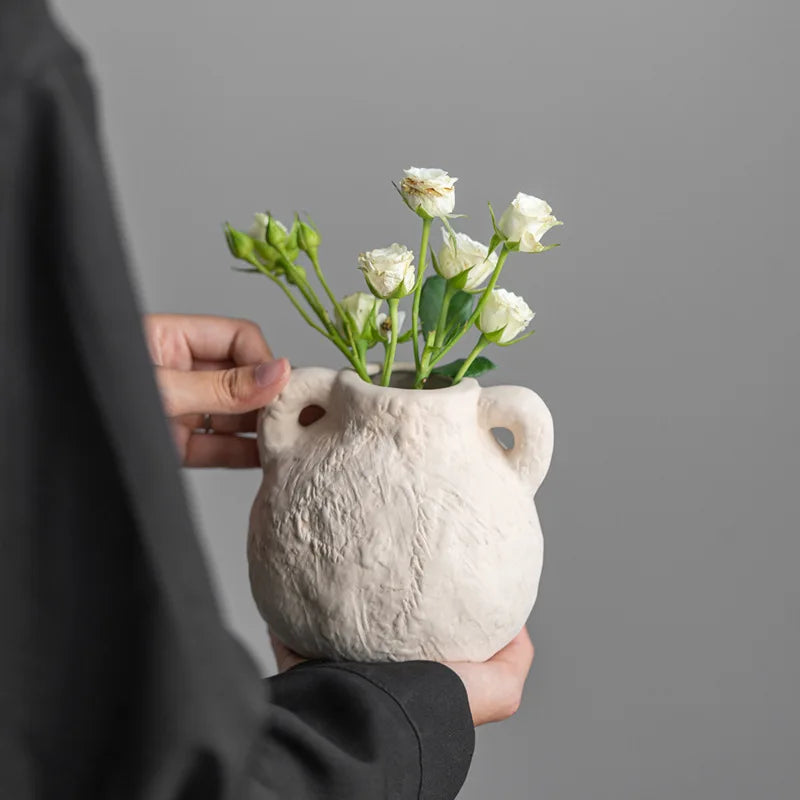 Textured Ceramic Sculptural Vase – Modern Natural Decor