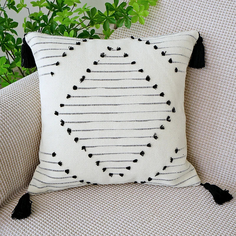 Tufted Geometric Cushion Cover – Modern Decorative Pillow