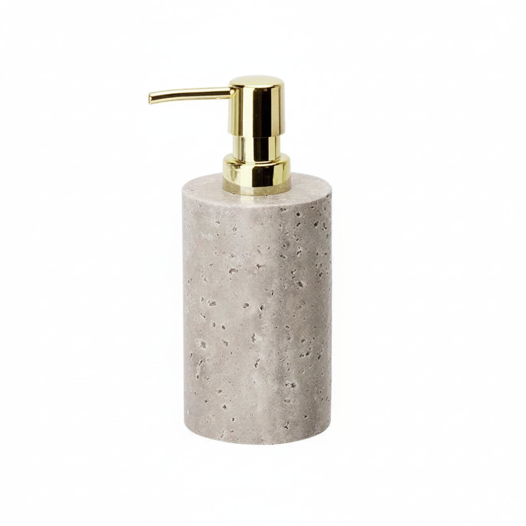 Gray Travertine Soap Dispenser – Modern Bathroom Accessory