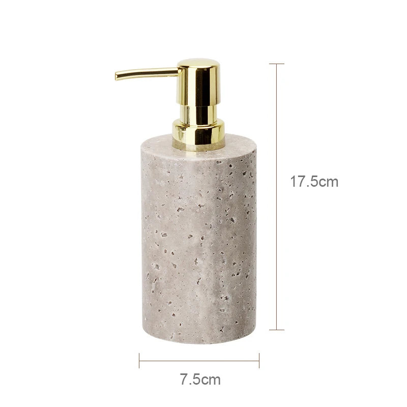 Gray Travertine Soap Dispenser – Modern Bathroom Accessory