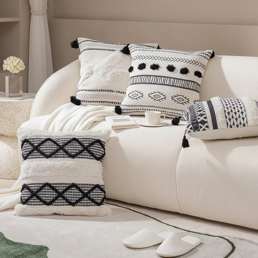 Tufted Geometric Cushion Cover – Modern Decorative Pillow