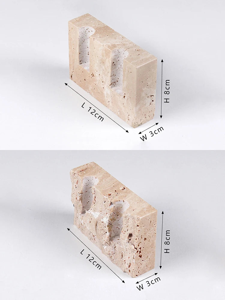 Natural Travertine Candle Holder – Wabi-Sabi Stone Decor