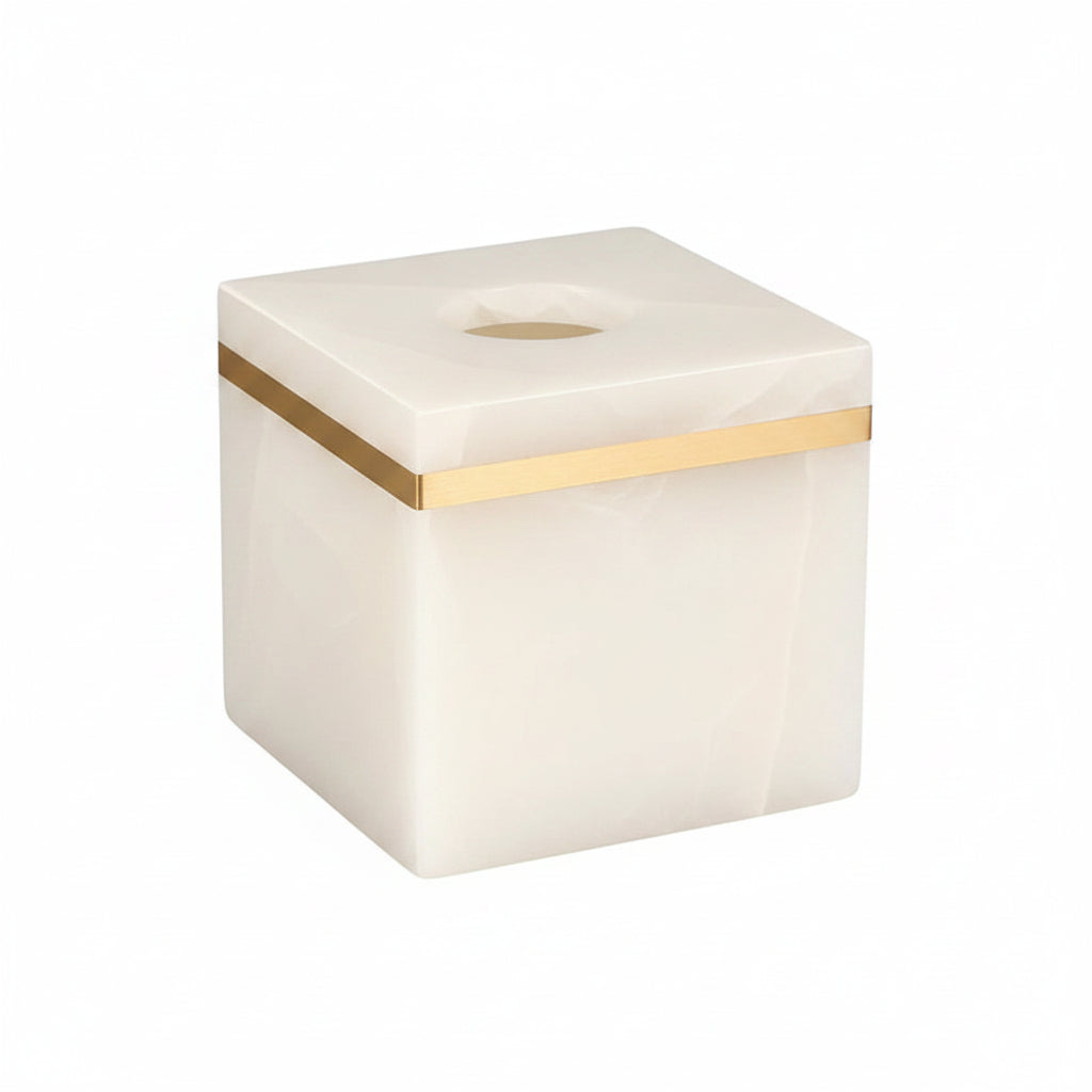 White Onyx Marble Tissue Box Cover