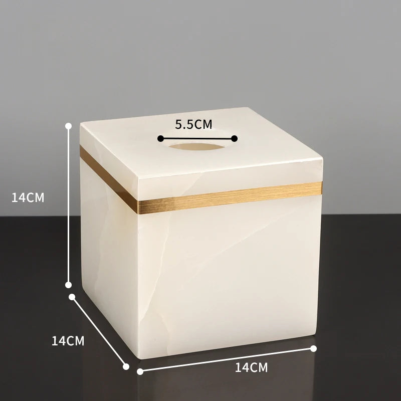 White Onyx Marble Tissue Box Cover