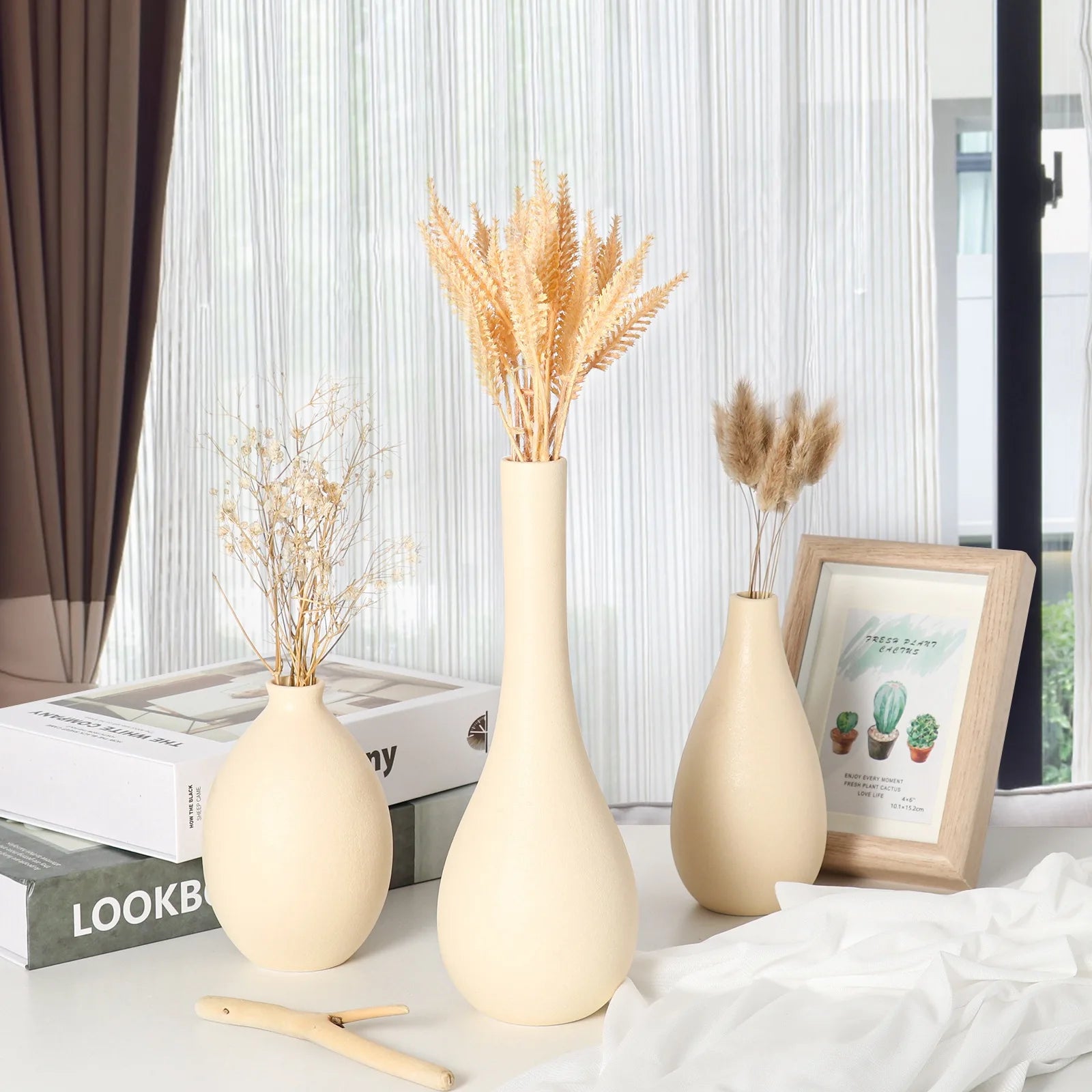 Set of 3 Minimalist Ceramic Vases – Modern Home Decor
