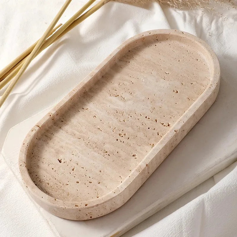 Natural Stone Elliptical Decorative Tray