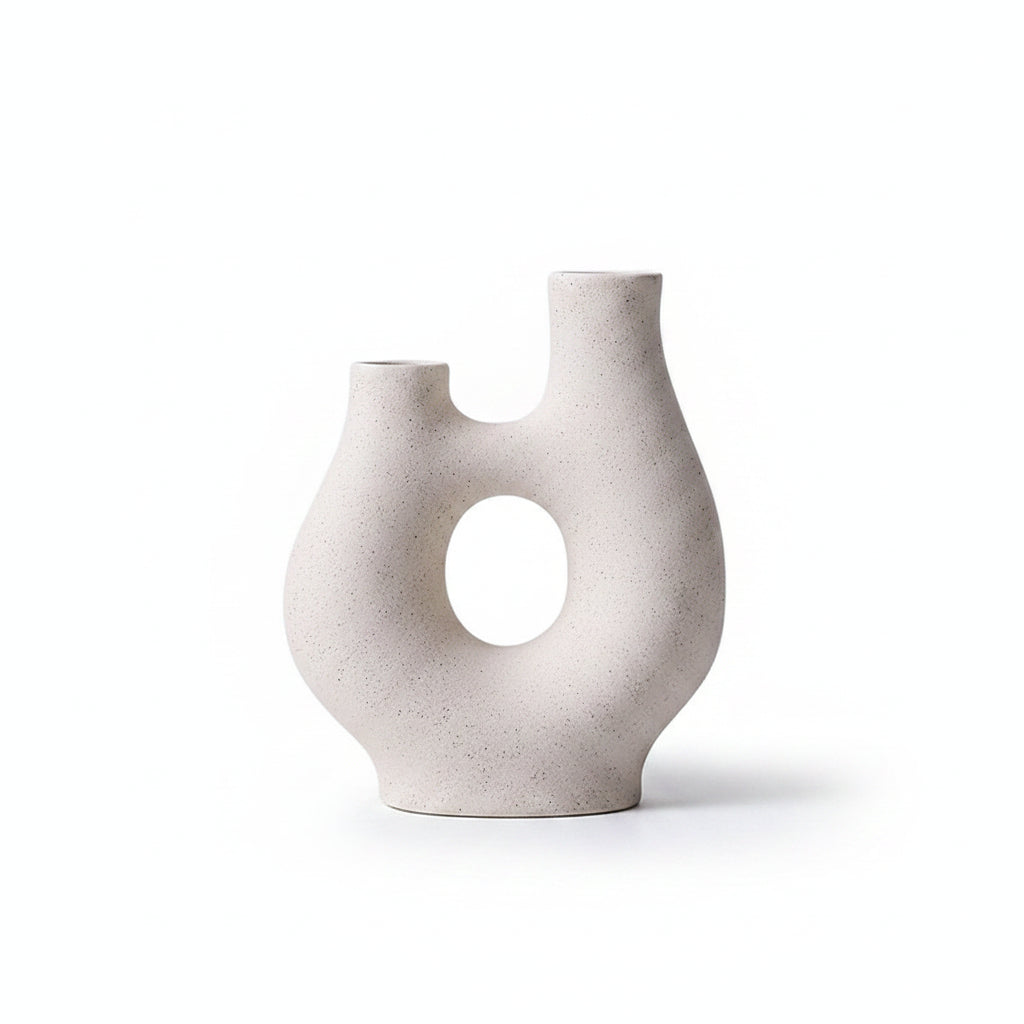 Minimalist White Ceramic Vase – Sculptural Home Decor