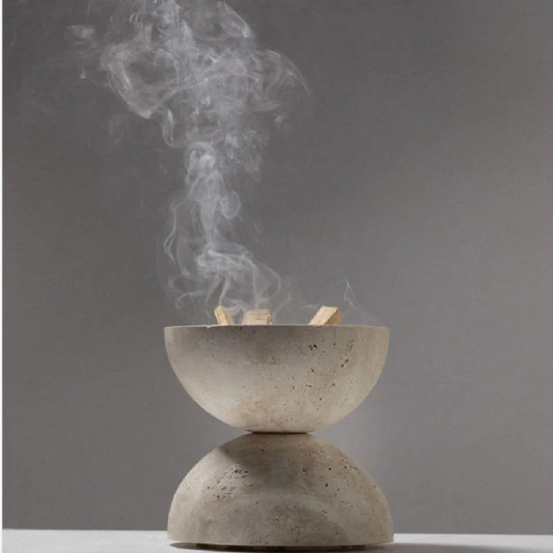 Natural Travertine Incense Holder – Wabi-Sabi Stone
