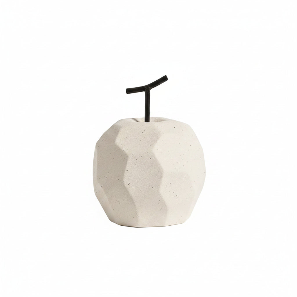 Geometric Ceramic Apple & Pear Sculptures | Modern Decorative Accent