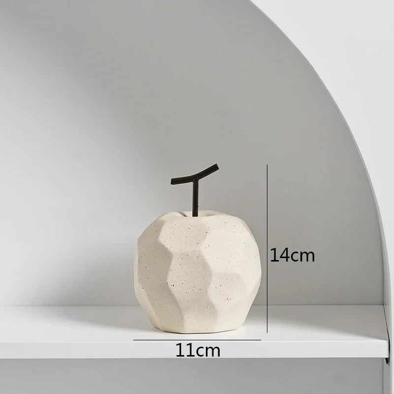 Geometric Ceramic Apple & Pear Sculptures | Modern Decorative Accent