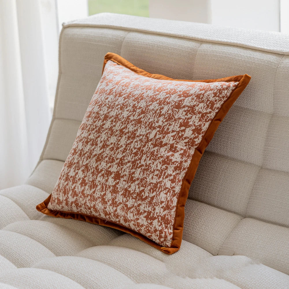 Embroidered Jacquard Cushion Cover – Modern Geometric Design