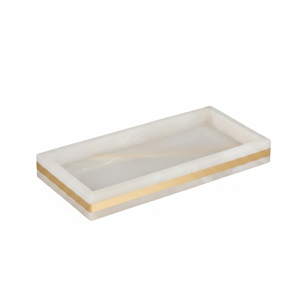 White Onyx Marble Vanity Tray