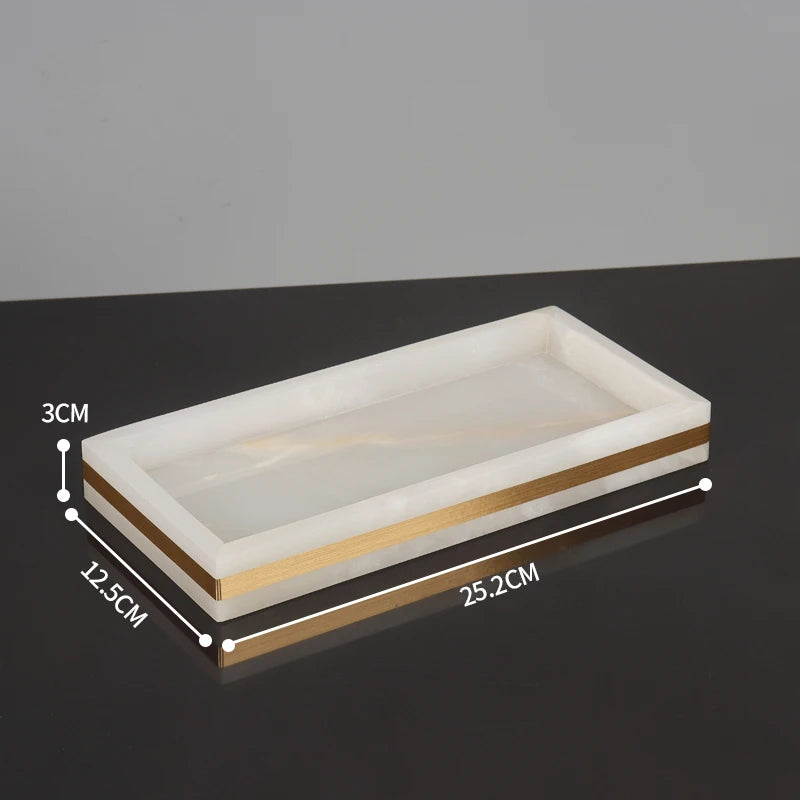 White Onyx Marble Vanity Tray