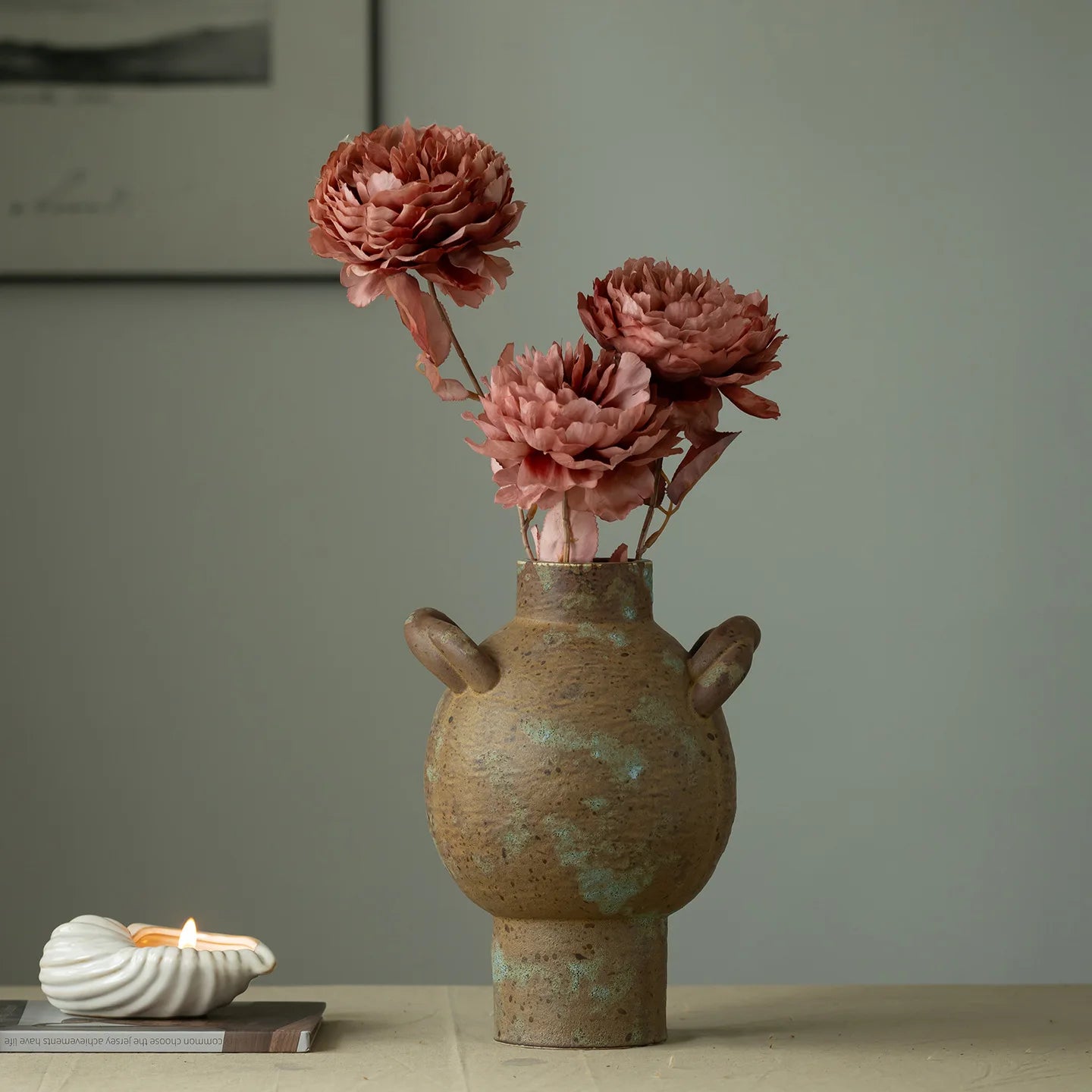 Rustic Wabi-Sabi Ceramic Vase – Textured Vintage Home Decor