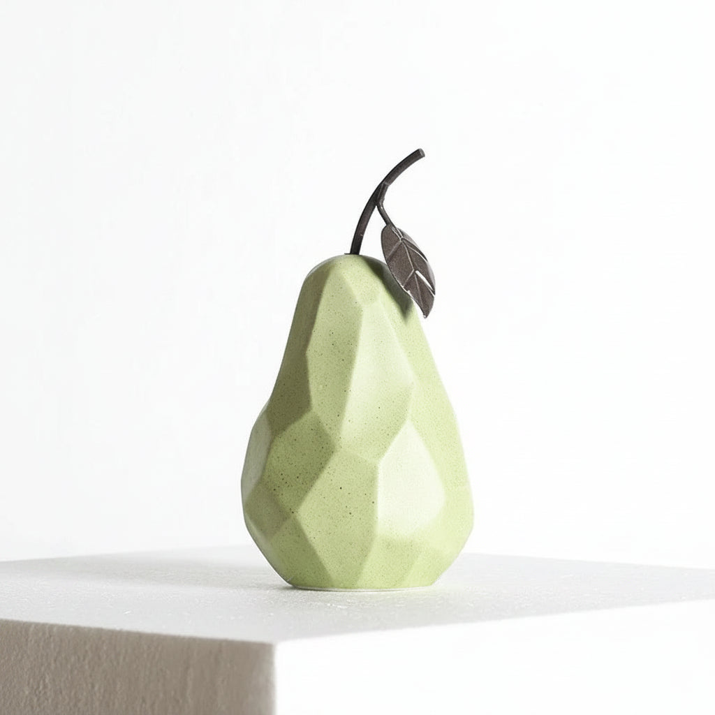 Geometric Ceramic Apple & Pear Sculptures | Modern Decorative Accent