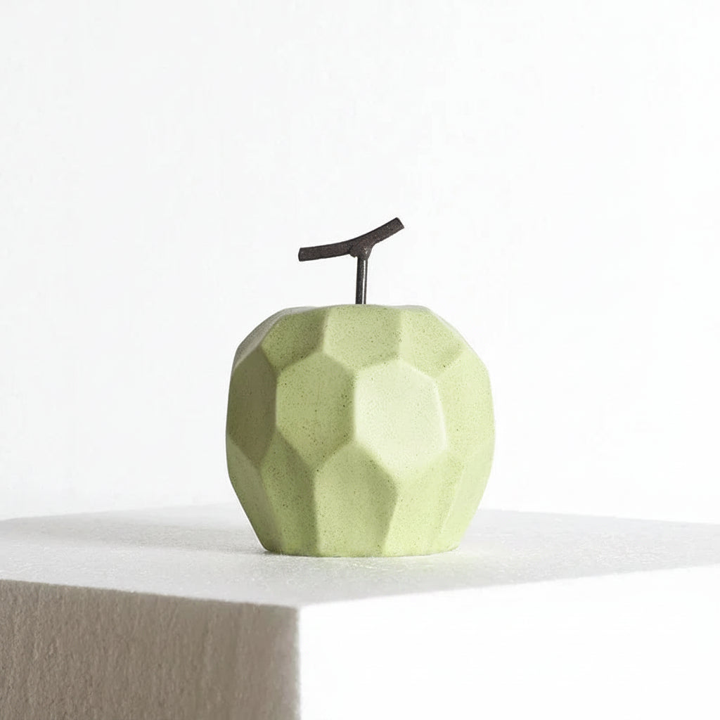 Geometric Ceramic Apple & Pear Sculptures | Modern Decorative Accent