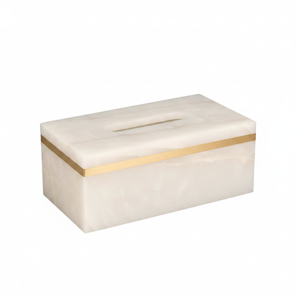 White Onyx Marble Tissue Box Cover