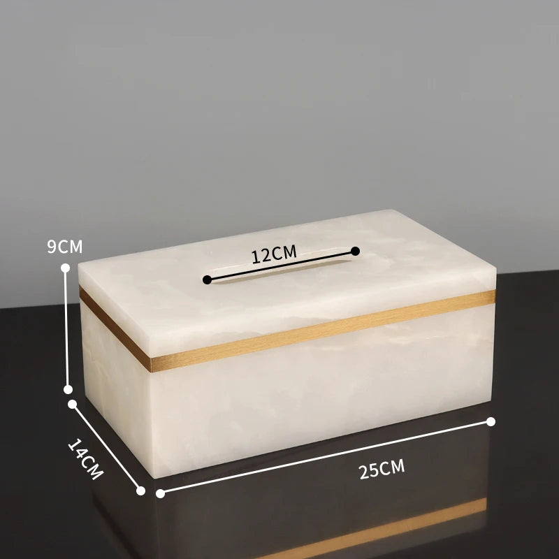 White Onyx Marble Tissue Box Cover