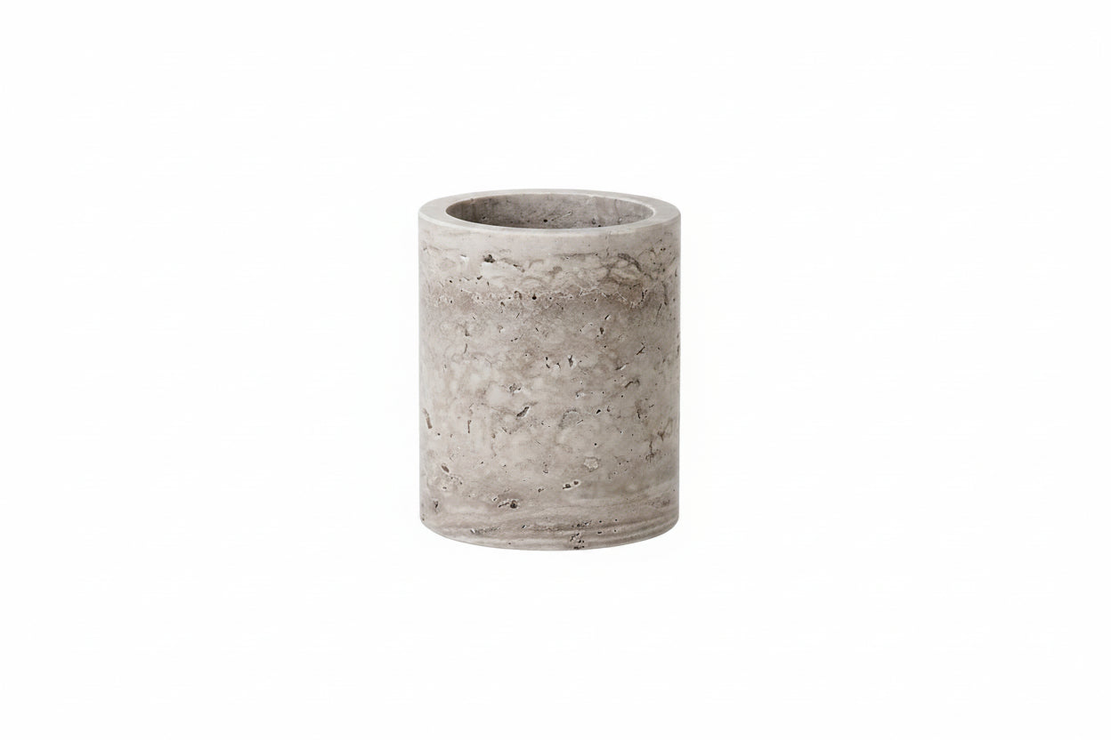 Gray Travertine Toothbrush Holder – Modern Bathroom Accessory