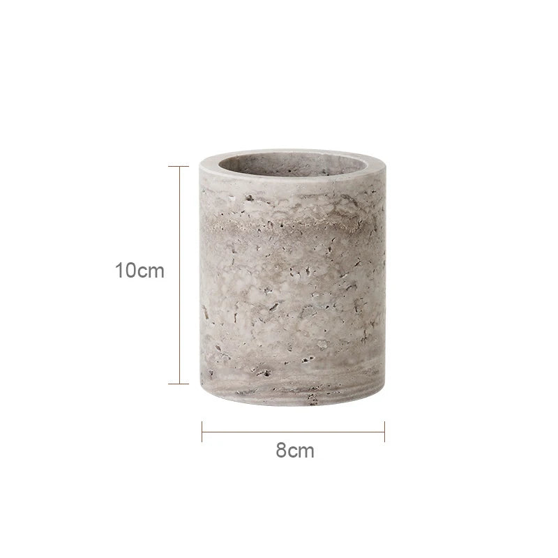 Gray Travertine Toothbrush Holder – Modern Bathroom Accessory