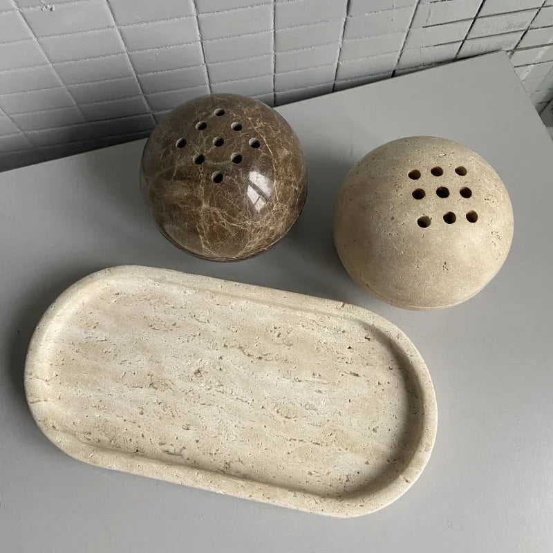 Natural Stone Elliptical Decorative Tray