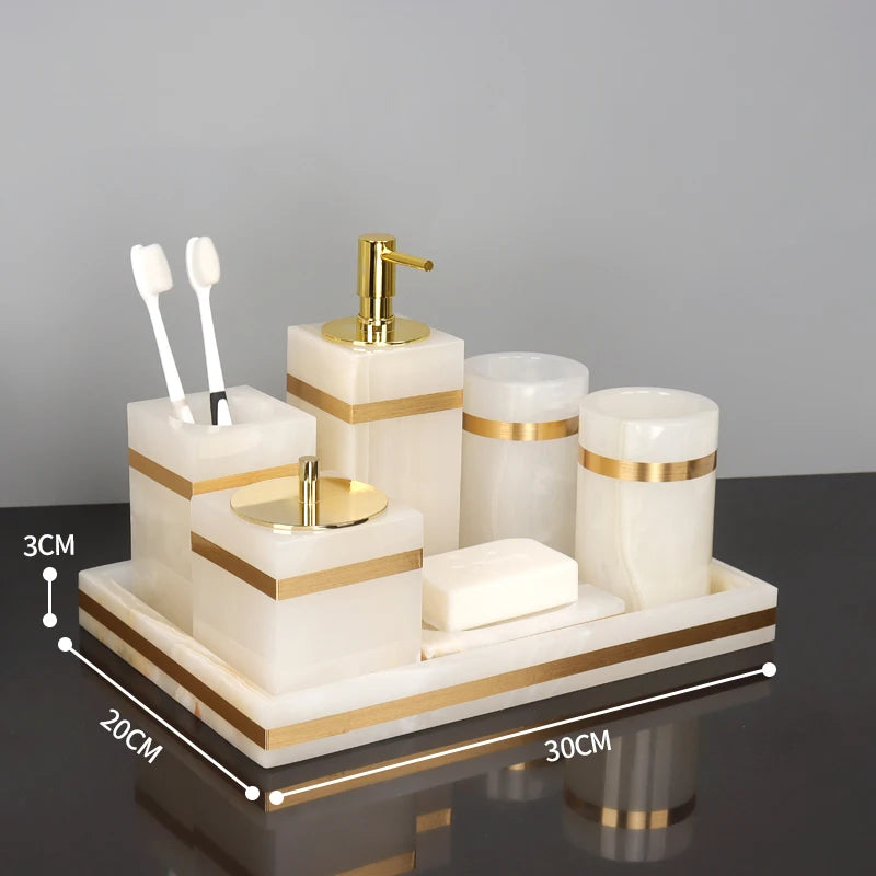 White Onyx Marble Soap Dispenser
