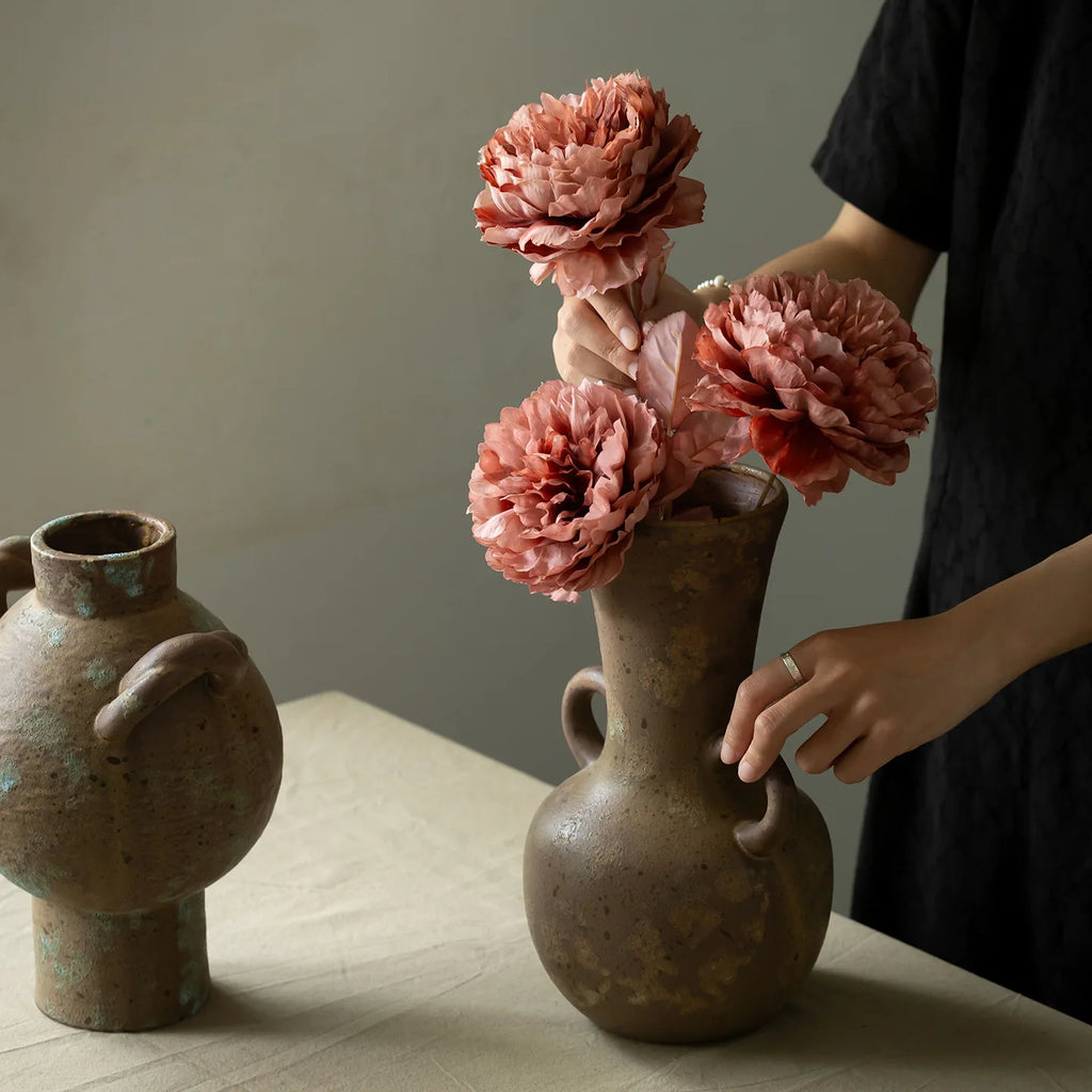Rustic Wabi-Sabi Ceramic Vase – Textured Vintage Home Decor