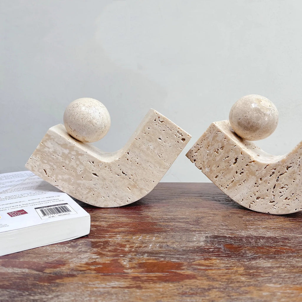 Light Yellow Travertine Sculptural Decorative Object