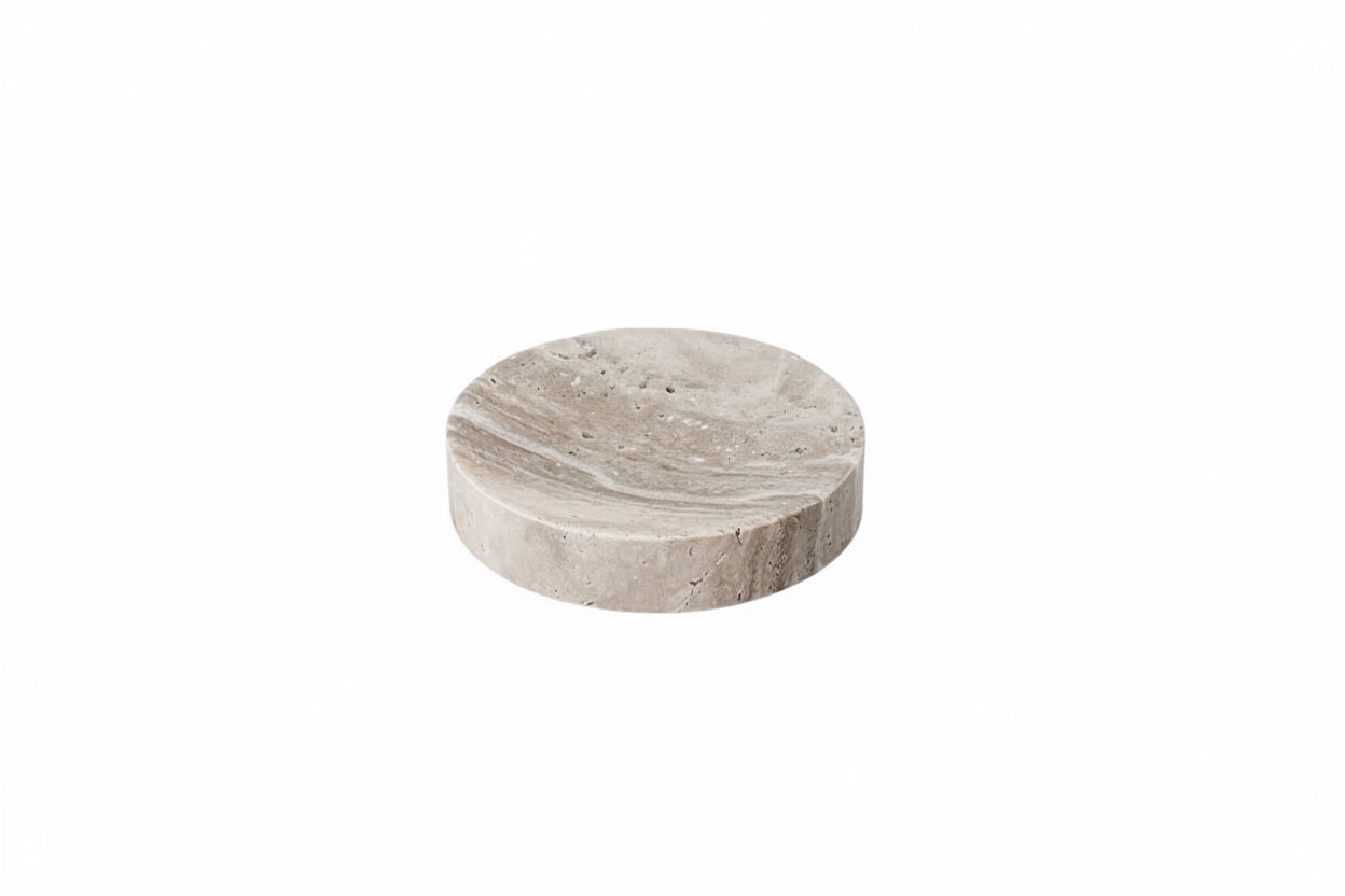 Gray Travertine Soap Dish – Modern Bathroom Accessory